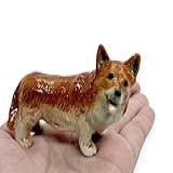 WitnyStore Tiny 2High Brown Welsh Corgi Estatueta Em Pé - Miniatura Feita à Mão Para Cães De Cerâmica- Cachorrinhos- Animais Caninos- Bonequinhos De Porcelana- Decorativos- Colecionáveis- Presentes