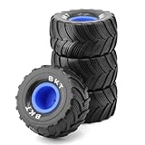 Wlyejea 4pcs 1/16 Rc Monster Truck Tires 100mm/3.94in Rc Buggy Tires 12mm Hex Wheel And Tires Fit For 1/12 1/14 1/16 Rc Off Road Monster Truck Traxxas E-revo Tamiya Losi