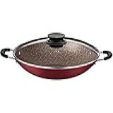 Wok Tramontina Paris Em Alumínio Com Revestimento Interno E Externo Em Antiaderente Starflon Max Vermelho Com Tampa De Vidro 36 Cm 6 0 L