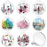 Wonderjune 24 Peças De Presentes De Lembrança De Nova York Mini Espelho Compacto NYC A Granel Viagem Cidade De Nova York Espelho De Maquiagem Redondo Espelho De Mão Maquiagem De Bolso Cosmético 8