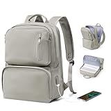 WONHOX Mochila Feminina De Viagem Com Compartimento Para Laptop De 15 6 Polegadas Porta De Carregamento USB Marrom Cinza G Casual