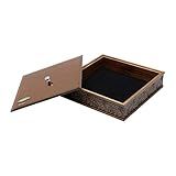 WOODART Flores Caixa Madeira Com Tampa Vidro Bisotê Acobreado Marrom 26 X 26 X 6 Cm