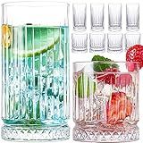 Wookgreat Copos De Cristal Conjunto De 8 Copos De Vidro Duráveis 4 Copos Highball De 425 G E 4 Copos De Pedras De 340 G Copos De Mojito Copo De Coquetel Conjunto De Copos De Bar Para Coquetéis