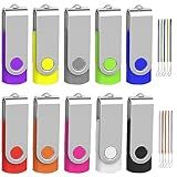 Wooolken Pen Drive De 8 GB Pacote Com 10 Pen Drive Metal USB 2 0 Pen Drive Giratório Cartão De Memória 8 GB 10 Cores Pacote Multipack Value Zip USB Drives Com Cordão
