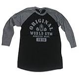 World Gym Camisa Esportiva Esportiva De Manga Comprida Muscle Shirt, Carvão Preto, Xxg
