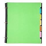 WOT I Fichário Multifuncional Para Notebook 3 Anéis Recarregável Com Divisórias Móveis De 5 Compartimentos 1 Bolsa De Botão De Pressão Papel Quadriculado Papel Pautado Universitário Verde
