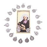 Wowser Conjunto De Medalhas De São Bento Com Cartão Sagrado- Medalhas Religiosas Prateadas Antigas- 0-75 Inches- Metal- Sem Pedra Preciosa