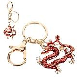WRITWAA 2024 Ano Novo Chinês Dragão Chaveiro Ano Do Dragão Chaveiro Zodíaco Dragão Chaveiro Bolsa Feng Shui Amuletos De Boa Sorte Dragão Decoração Festival De Primavera Vermelho 
