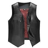 WSLCN Colete Masculino De Couro Sintético Outono Inverno Quente Vintage Retrô Casual Colete Motociclista Motociclista Preto Bust 48 0 Asian 4XL 