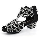 WUAILIM Sapatos Femininos De Dança De Salão Com Strass Salsa Latina Bachata Prática E Dançarina Cetim Preto Salto De 3 9 Cm 1 5 Polegadas 6 5
