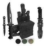 Wwart Bornal Perna Modular Com Bainha Mais Faca Rambo De Sobrevivênci Cor Preto
