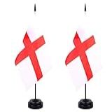 WXTWK Pacote Com 2 Bandeiras De Mesa Nacional Com Base Preta Inglaterra 