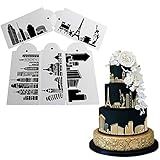 WYD Pacote Com 5 Moldes De Estêncil De Plástico Para Decoração De Bolos De Casamento Brithday Estêncil De Fondant Ferramentas De Cozimento Moldes De Decoração De Sobremesa 55047 