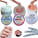 X d Kit 3 Gel Alongamento Unha Profissional Base Manicure Lixa