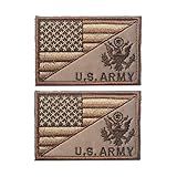 X-Sem Bandeira Americana Dos EUA Com Patch Do Exército Dos EUA - Pacote Com 2 Emblemas Táticos Bordados De Moral- Marrom- 1