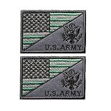 X-Sem Bandeira Americana Dos EUA Com Patch Do Exército Dos EUA - Pacote Com 2 Emblemas Táticos Bordados Militares -verde-