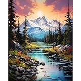 Xackcme Pintura De Montanha Por Números Para Adultos Pintura De Cenário Por Número Em Tela Sem Moldura Pintura A óleo DIY Para Decoração De Parede De Casa De Presente 40 6 X 50 8 Cm 
