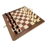 Xadrez E Dama Jogo Tabuleiro 39x39 Peças Em Madeira Oficial
