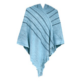 Xale Poncho Feminino Com Touca Tricô Crochê Elegante Inverno