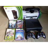 Xbox 360 2 Controles Kinect 4 Jogos + Garantia + 12 X Cartão