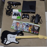Xbox 360 2 Controles Sem Fio Kinect Guitarra Jogos