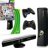 Xbox 360 Com 2 Controles+ Kinect+jogo Just Dance