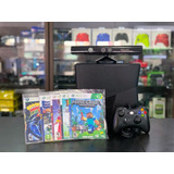 Xbox 360 Slim 04gb Lt Preto Kinect/01 Controle Com Fio/05 Jogos Físicos
