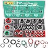 XBVV 95 Peças 12 Tamanhos Premium A C Sistema De Condicionamento De Vedação De Junta De Compressor Kit De Junta De Vedação De Porta De Compressor De Ar Condicionado Automotivo Conjunto De V