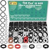 XBVV Kit De Arruelas De Encanamento E Anel De Vedação 32 Tamanhos 705 Peças Kit De Sortimento De Junta De Borracha 2 Em 1 Para Torneira Mangueira De Jardim Lavadora De Pressão Reparo D