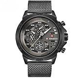 XEEXOS Relógio Masculino Esportivo Militar  à Prova D água  Analógico  Quartzo  Pulseira De Couro E Calendário  Relógio De Pulso  Branco E Preto 