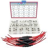 XFFCSEC 10 Peças 5 X 20 Mm Porta Fusíveis Tipo Parafuso Com Fio 18 AWG 150 Peças De Fusível De Vidro De Sopro Rápido Kit Sortido Amp 250V 0 1A 0 2A 0 5A 1A 2A 3A 5A 10A 15A 5x20mm 0 5A 10A 15A 6x30mm