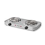 XFIRE Fogareiro Elétrico Portátil Duplo 2 Bocas 2000 Watts Xfire 220V Prateado
