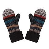 XGOPTS Luvas Femininas Grossas E Forradas Felpudas Aquecedoras De Inverno Forro De Lã Térmica Luvas De Tricô Com Cabo Grosso Aquecedores De Mão Preto Tamanho Nico