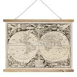 XIAOAIKA Tapeçaria Do Mapa Do Velho Mundo Pôster Vintage De Carta Náutica Com Moldura De Madeira Arte Clássica De Exploração Marítima Pendurar Na Parede Histórica Para Sala De Estar Ou Quarto 73