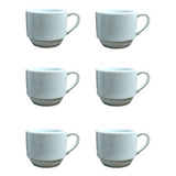 Xicara Café Caneca Chá Porcelana Branca 200ml Kit 6 Xicaras