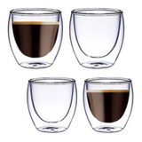 Xícara Café Vidro Duplo Expresso Capuccino Chá 4 Peças 70ml