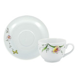 Xícara Chá Com Pires 200 Ml Porcelana Schmidt Dec Carmem