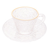 Xícara De Café De Cristal Martelado Petra Fio De Ouro 70ml