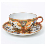 Xicara De Cha Antiga Porcelana Casca De Ovo Gueixas