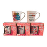 Xicara Dias Das Mães Porcelana 250ml Kit 5 Pçs Na Caixinha