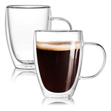 Xícara Dupla Vidro 350ml Café Expresso Chá Capuccino Kit C 2