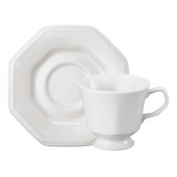Xícaras De Chá C/ Pires Prisma 200ml 24 Pç Porcelana Schmidt Cor Branco Branco