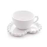 Xícaras Para Chá Porcelana Com Pires De Coração 4 Peças Wolff Beads 210ml Branco