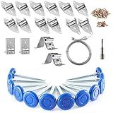 XiKe Rolo De Porta De Garagem De Nylon De 5 Cm Kit De Haste E Dobradiças De 10 Cm Com Suporte Superior E Inferior Conjunto De Ferragens De Manga De Parafuso De Corda De Aço Para Porta De 20 X 20 Ou