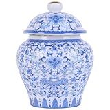 XINGYAN Chinoiserie Minicarras De Gengibre De Cerâmica De Porcelana Azul E Branca Com Tampa Estilo Chinês Antigo Estilo Oriental Potes Decorativos E De Armazenamento Mini Jarra 