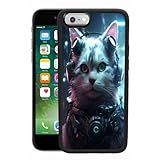 Xioolia Capa Adequada Para IPhone 6 6s Plus Cat Print Aa324 Padrão De Design De Borracha TPU Preta Macia E PC Antiderrapante Capa Protetora De Corpo Inteiro Para Telefone