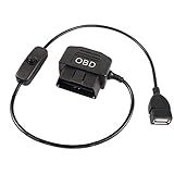 XMSJSIY Adaptador De Cabo De Alimentação OBD Para USB 16 Pinos OBD2 Macho Para 5V 2A USB Conector Fêmea 12V 24V 36V Para 5V 2A Com Botão De Interruptor Para Câmera Painel Telefone Carro GPS DVR 0 5