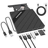 XMSJSIY Unidade Externa De CD-DVD Para Laptop USB 3-0 Tipo-C CD-DVD ROM ---RW Gravador De Unidade Gravador Leitor Leitor Leitor Duplicador De Disco Com Portas USB 3-0-Tipo-C-SD-TF 8 Em 1 Para PC