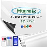 Xpener Papel De Quadro Branco Magnético Apagável A Seco Papel De Contato Autoadesivo De 45 7 Cm X 61 Cm Para Parede Papel De Parede Para Escritório Sala De Jogos Sala De Aula Inclui 8 Marcadores 