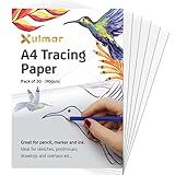Xulmar Papel Vegetal A4 90 GSM Pacote Com 30 Folhas De Papel Vegetal Para Padrões De Costura Sobreposições De Desenho E Esboço Em Papel Artístico E Caderno De Esboço